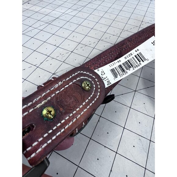 Men’s  Brown Leather 3D Belt Co.  Sz. 46 Genuine Leather USA Metal Buckle New - Picture 3 of 8